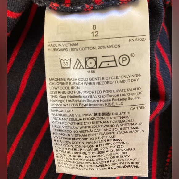 Darling Red & Navy Stripe Gap Long Sleeve Fit & Flare Dress EUC Sz 8 - Picture 6 of 6